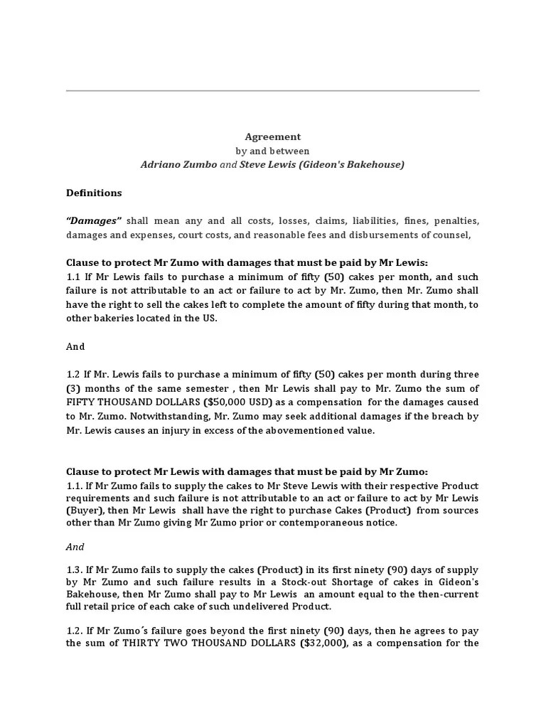 Damages Clauses PDF Damages Business Law