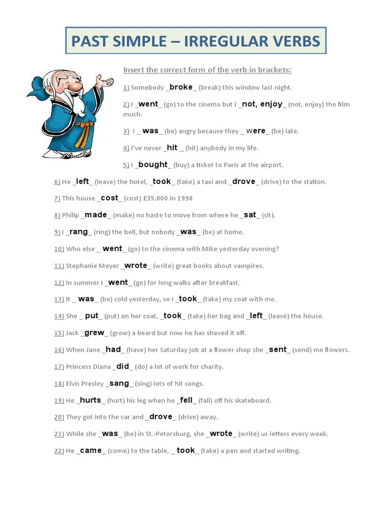 Insert The Correct Form of The Verb in Brackets PDF