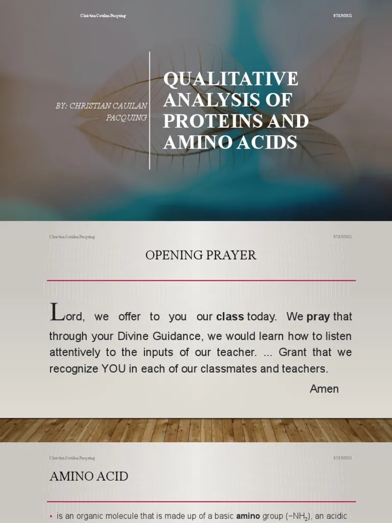 Qualitative Analysis of Proteins and Amino Acids PDF Proteins