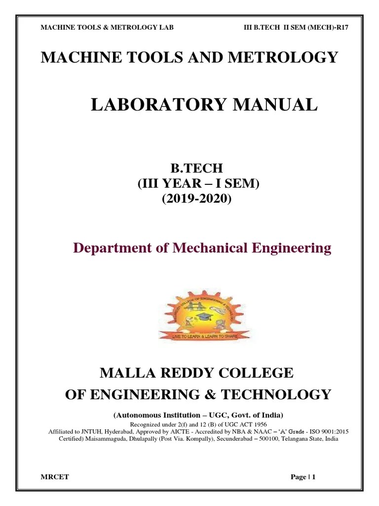 Machine Tools & Metrology Lab Manual PDF Grinding (Abrasive Cutting
