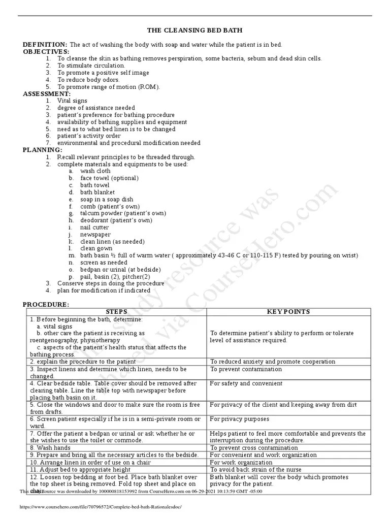 Complete Bed Bath Rationales PDF Bed Shampoo