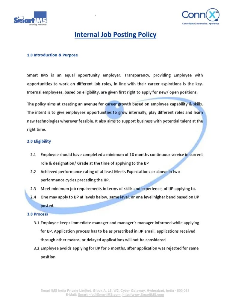 Internal Job Posting Policy | PDF | Recruitment | Employment