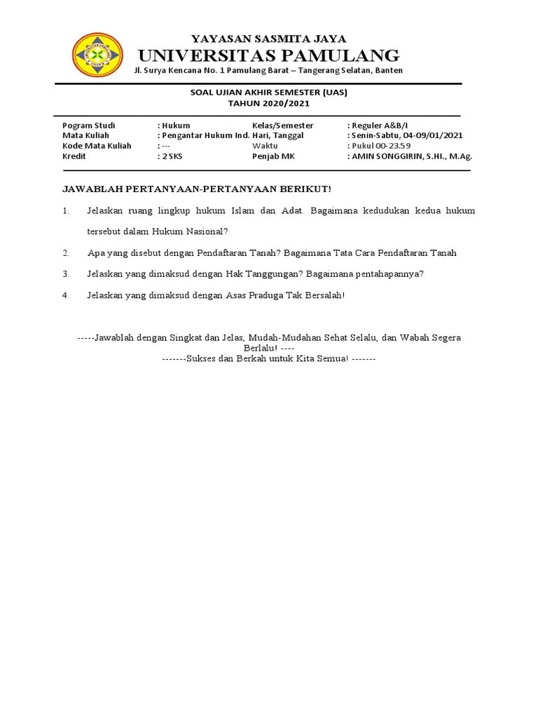 -ب-UAS A Pengantar Hukum Indonesia | PDF