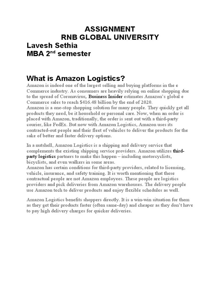 Amazon Case Study PDF Delivery E Commerce