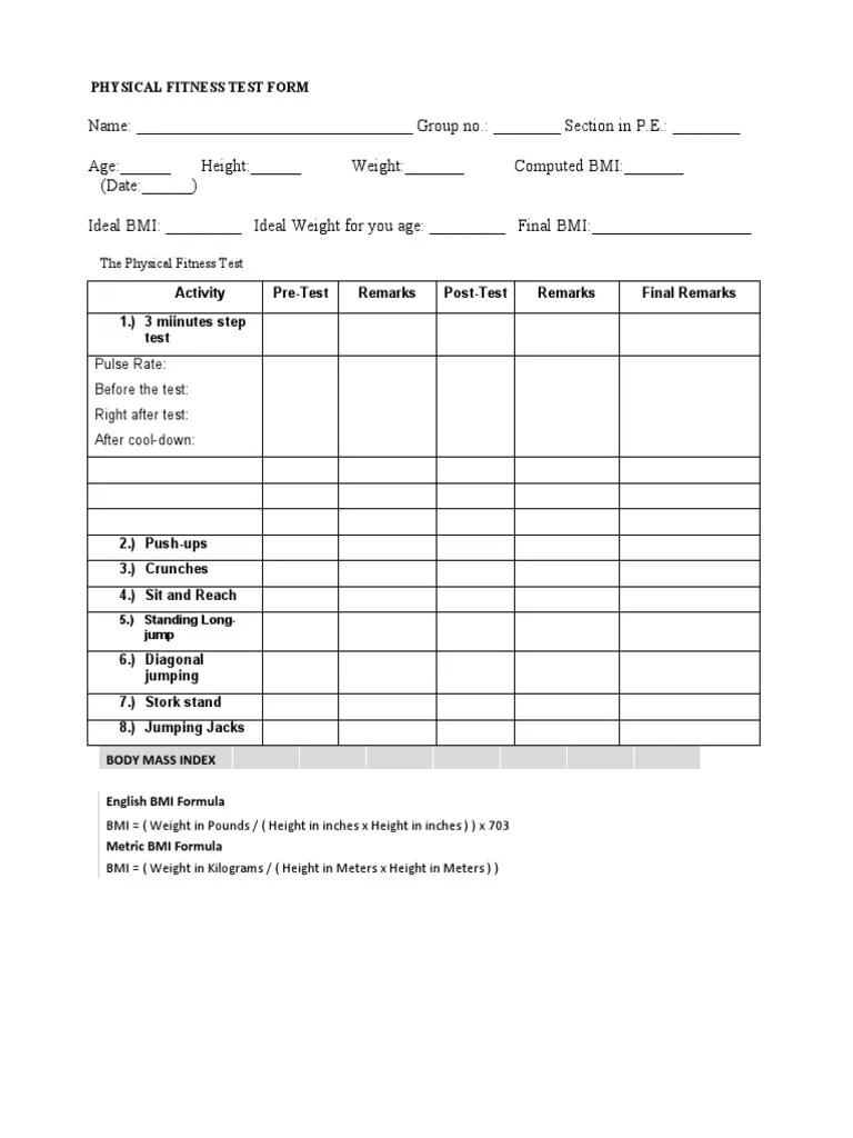 The Physical Fitness Test 5.) Standing LongJump PDF