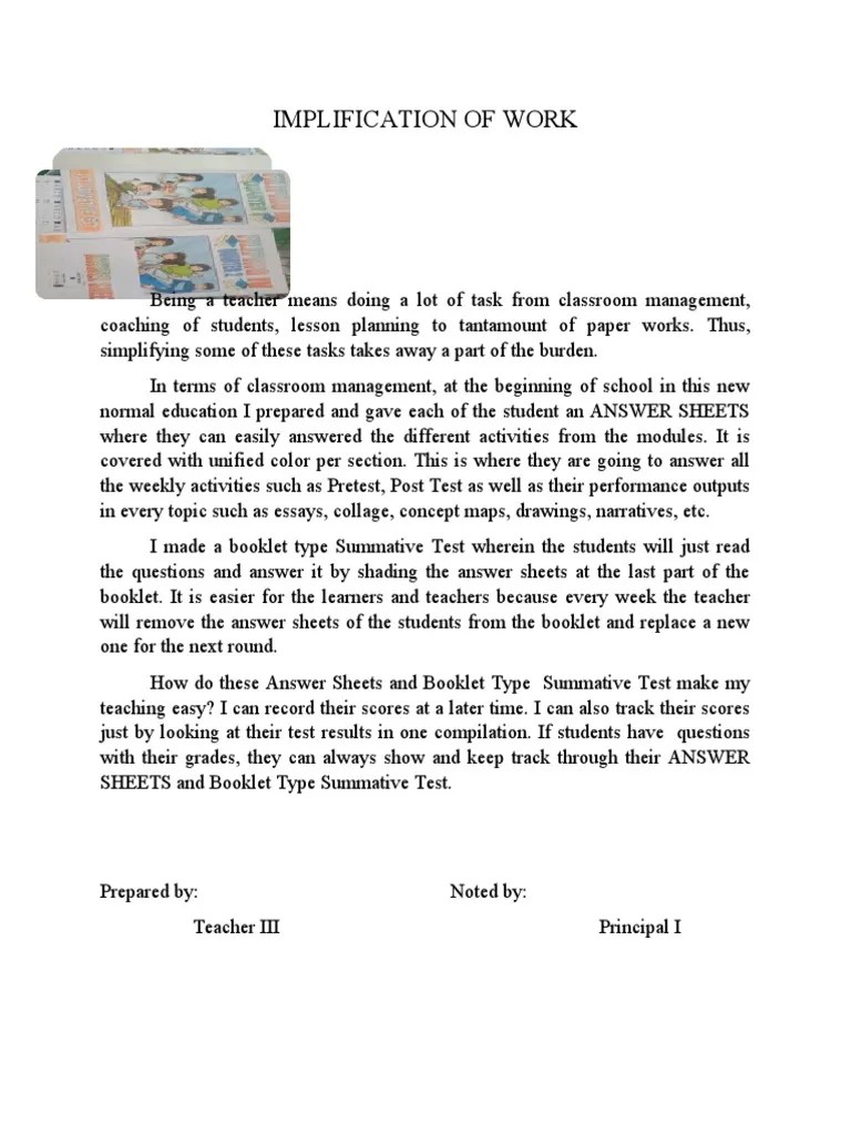 Simplification of Work SAMPLE PDF