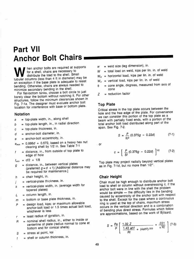 AISI Steel Plate Engineering Data Volume 2 Part 5 Anchor Bolt Chairs PDF
