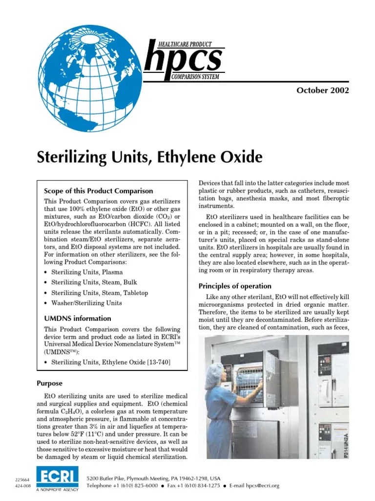 Ethylene Oxide Sterilizing Unit PDF Sterilization (Microbiology