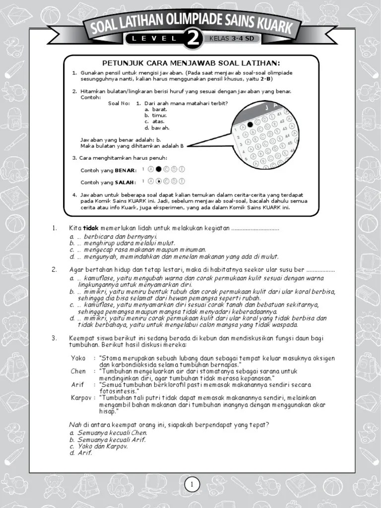 Jawaban Soal Latihan Olimpiade Sains Kuark Edisi 1 Level 2 Master Soal
