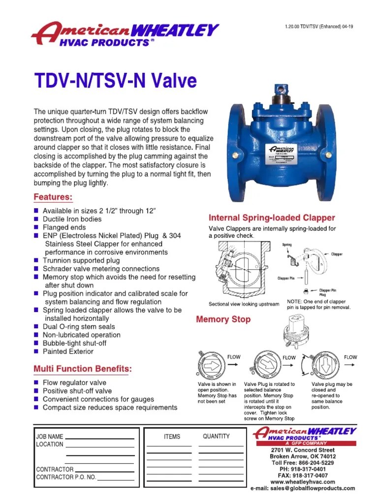 American Wheatley HVAC Triple Duty Valve Triple Service Valve TDV NTSV