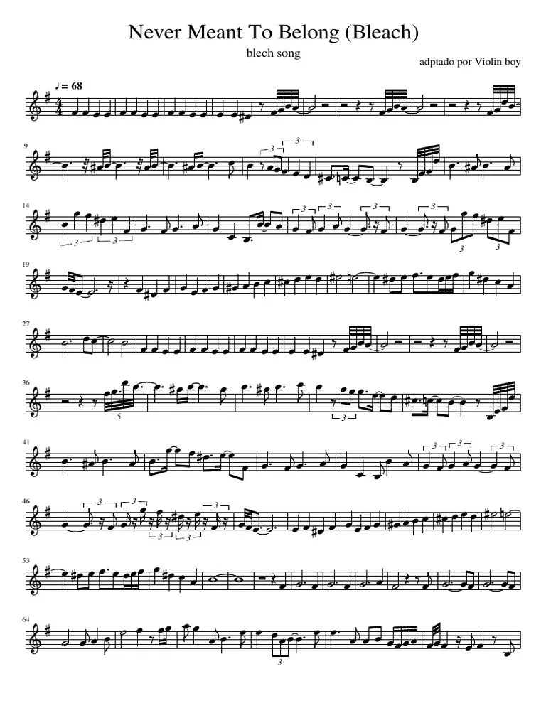 Never Meant To Belong (Bleach) Blech Song PDF
