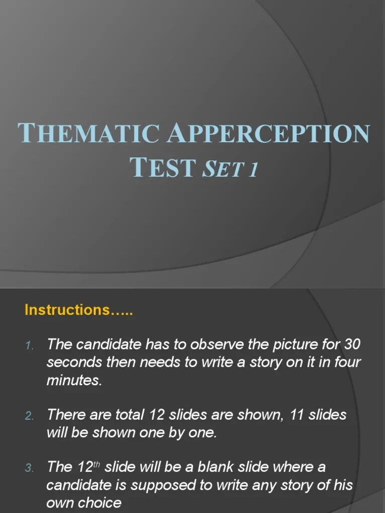Thematic Apperception Tests Set 1 PDF