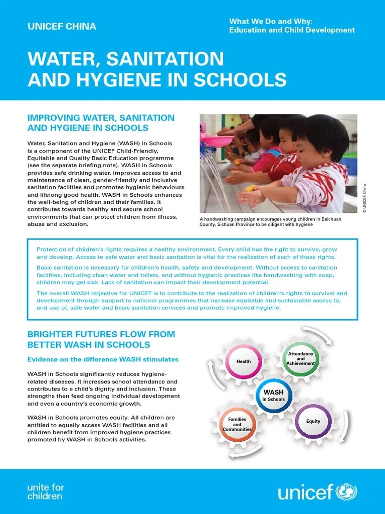 Water, Sanitation and Hygiene in Schools PDF Wash Sanitation