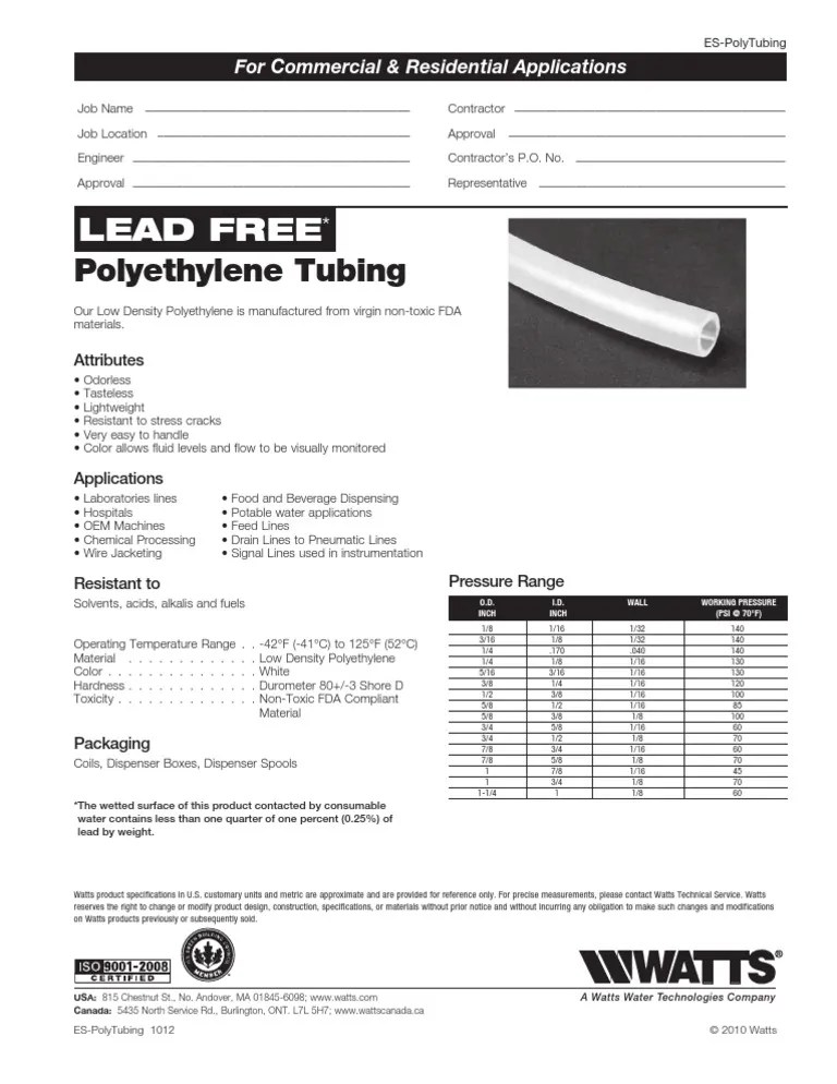 ES PolyTubing PDF Polyethylene Toxicity