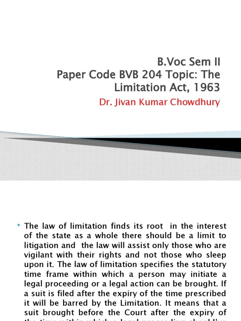 The Limitation Act, BVB 204 PDF Statute Of Limitations Lawsuit