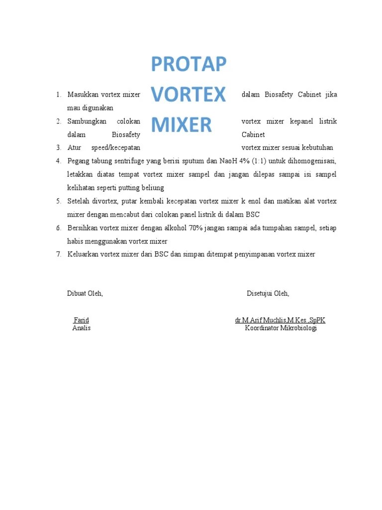 SOP Vortex Mixer PDF