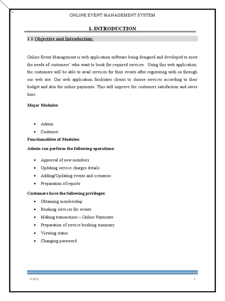 Online Event Management System Report1 PDF Xhtml Databases