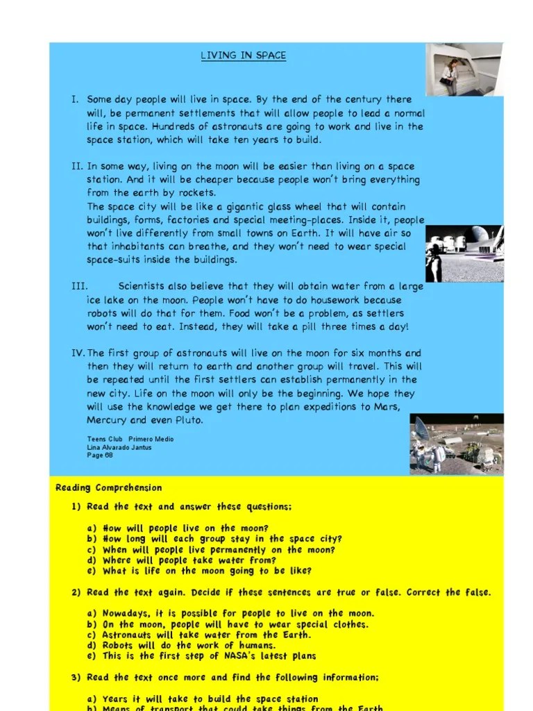 Segundo Medio reading (future tense)