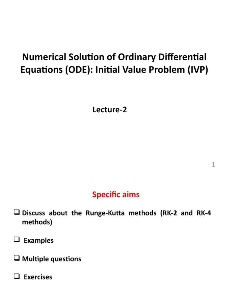 Numerical Solution of Ordinary Differential Equations (ODE) Initial Value Problem (IVP) PDF