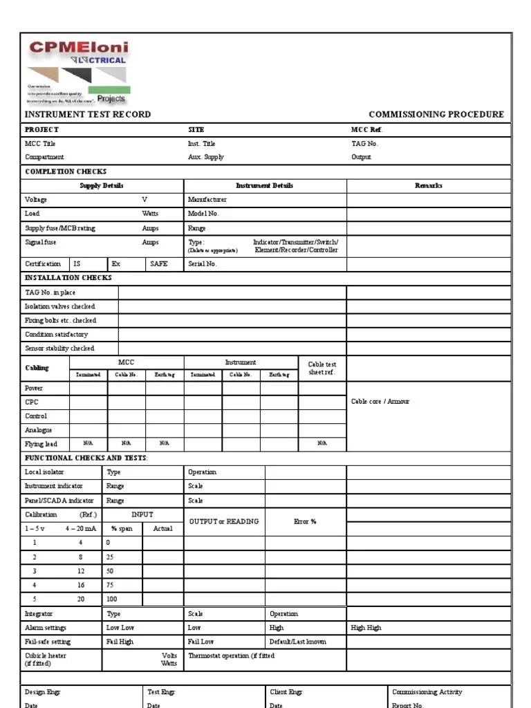 Instrument Test Sheet PDF Amplifier Fuse (Electrical)