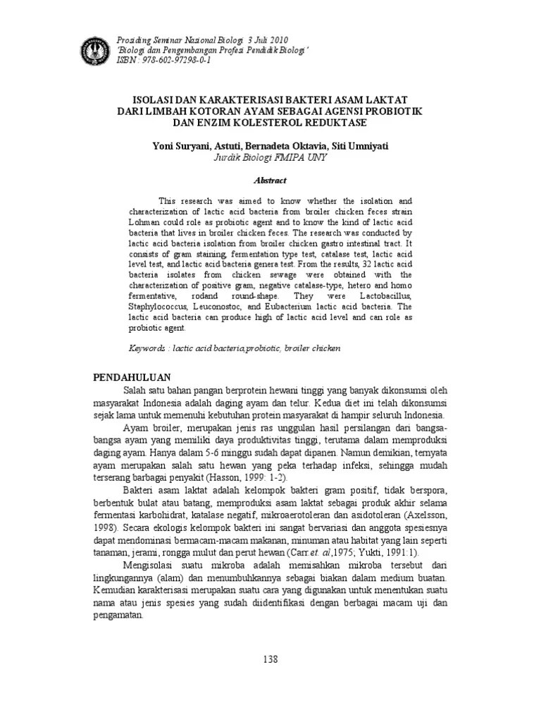 Jurnal Isolasi Dan Karakterisasi Bakteri Kotoran Ayam