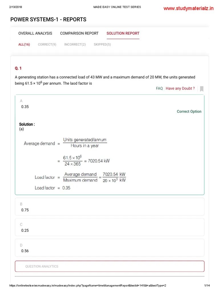 Power System MCQ PDF Electric Power Transmission Capacitance