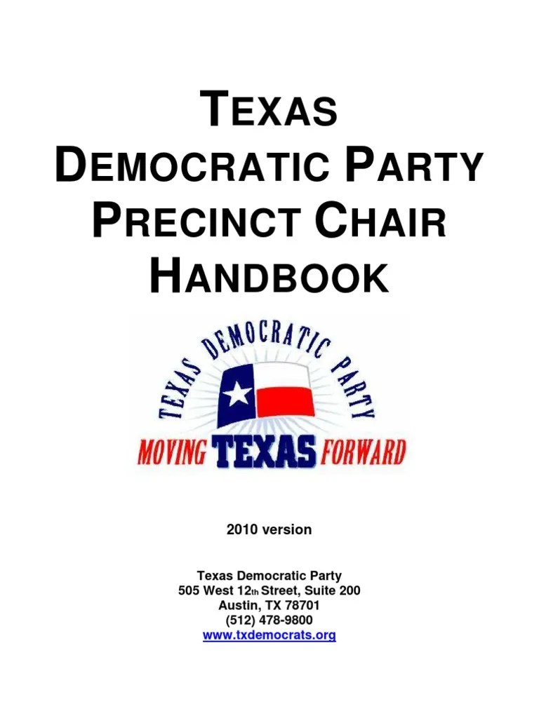 Democrat Precinct Chair Handbook 2010 PDF Get Out The Vote Elections