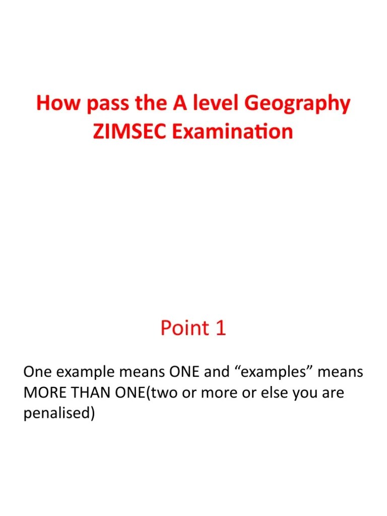 How Pass The A Level Geography ZIMSEC Examination PDF Cognition