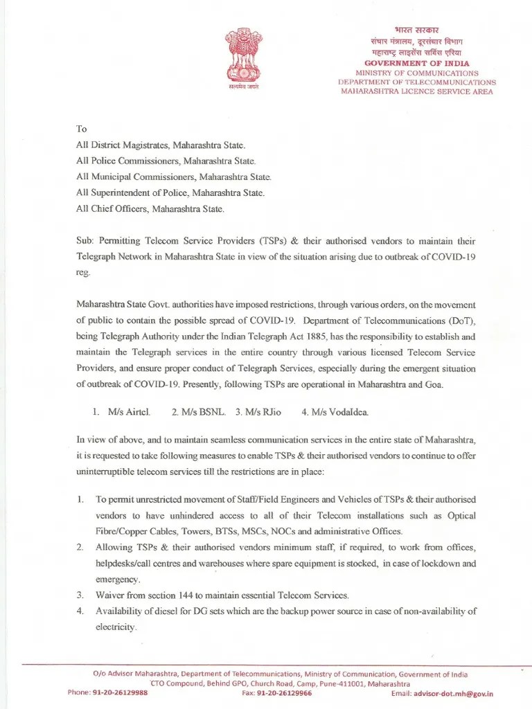 Letter For Maharashtra State PDF