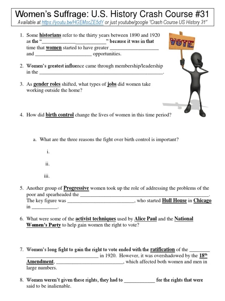 Crash Course US History 31 Womens Suffrage PDF