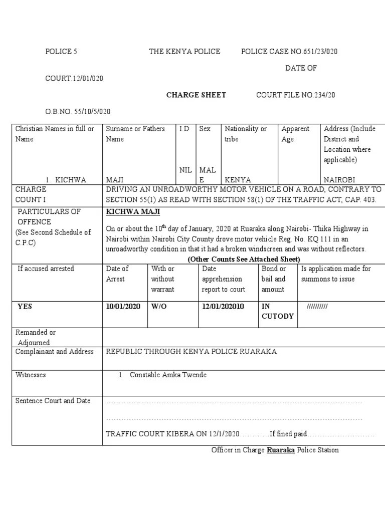 A Charge Sheet PDF Bail Assault
