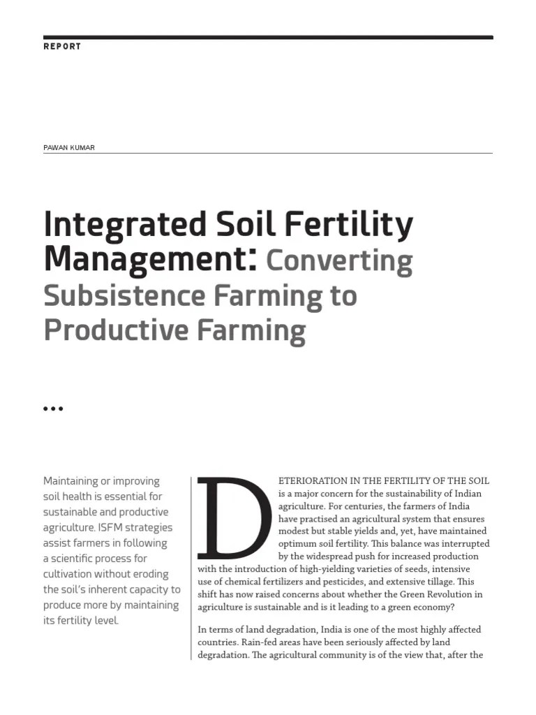 Integrated Soil Fertility Management Converting Subsistence Farming to