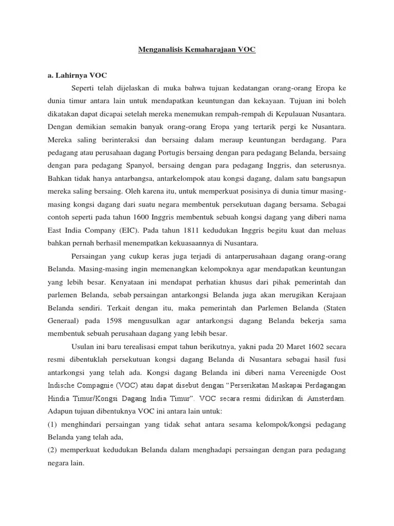 Menganalisis Kemaharajaan VOC