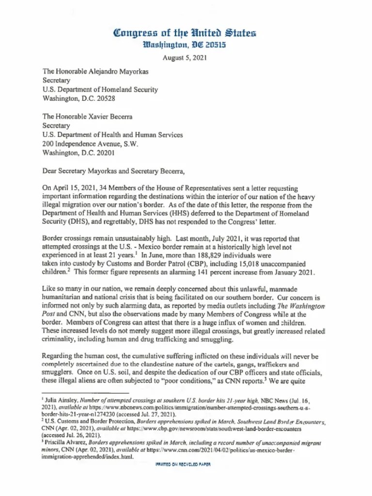 Letter To DHS and HHS PDF