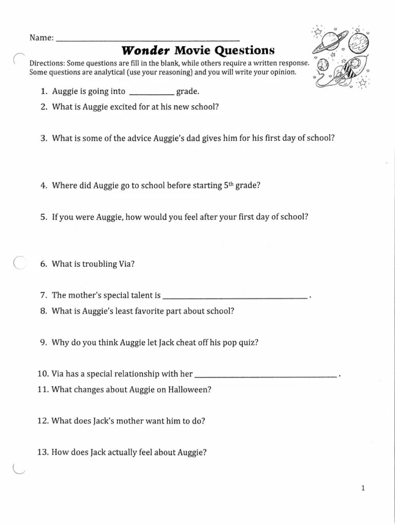 Wonder Worksheet | PDF