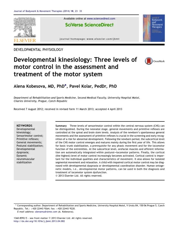 LECTURA 2. Developmental Kinesiology PDF Pelvis Motor Control