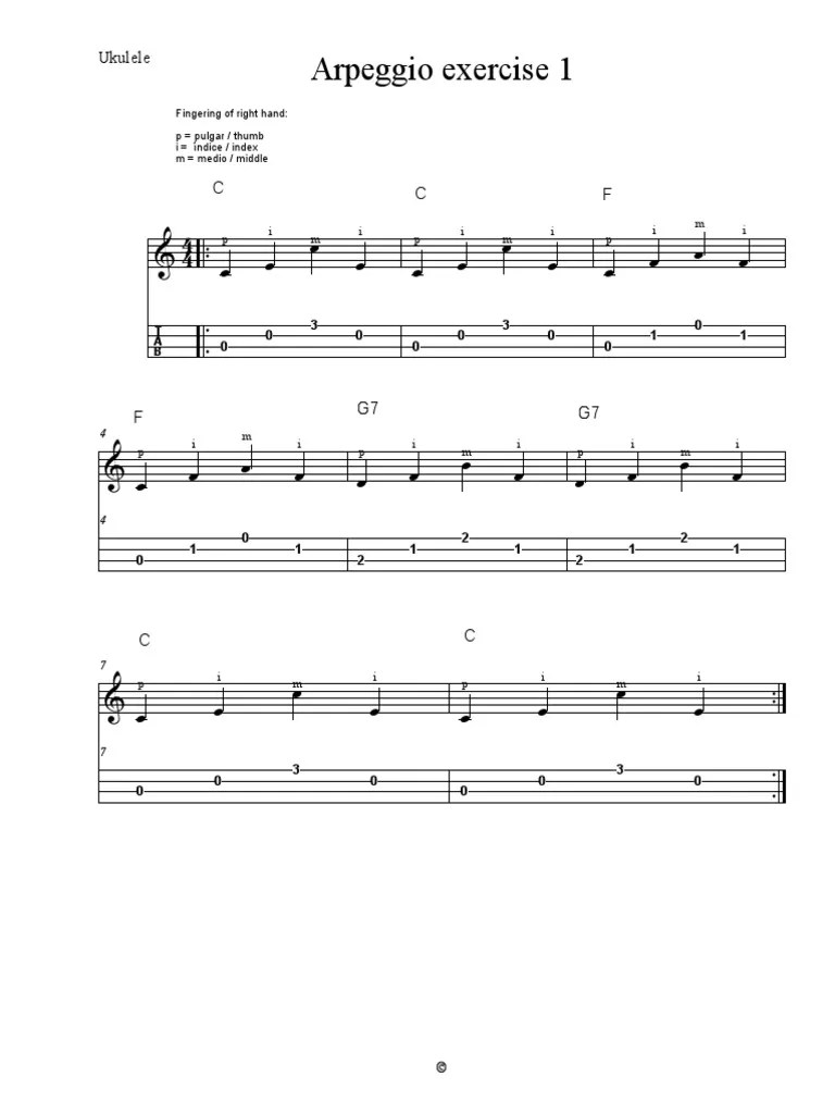 Arpeggio Exercise 1 Ukulele PDF Hand Limbs (Anatomy)