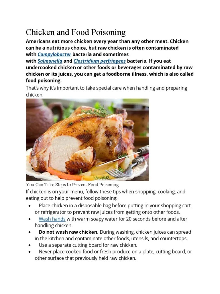 Chicken and Food Poisoning PDF Foodborne Illness Foods