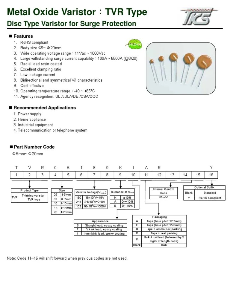 varistores tvr Power (Physics) Components