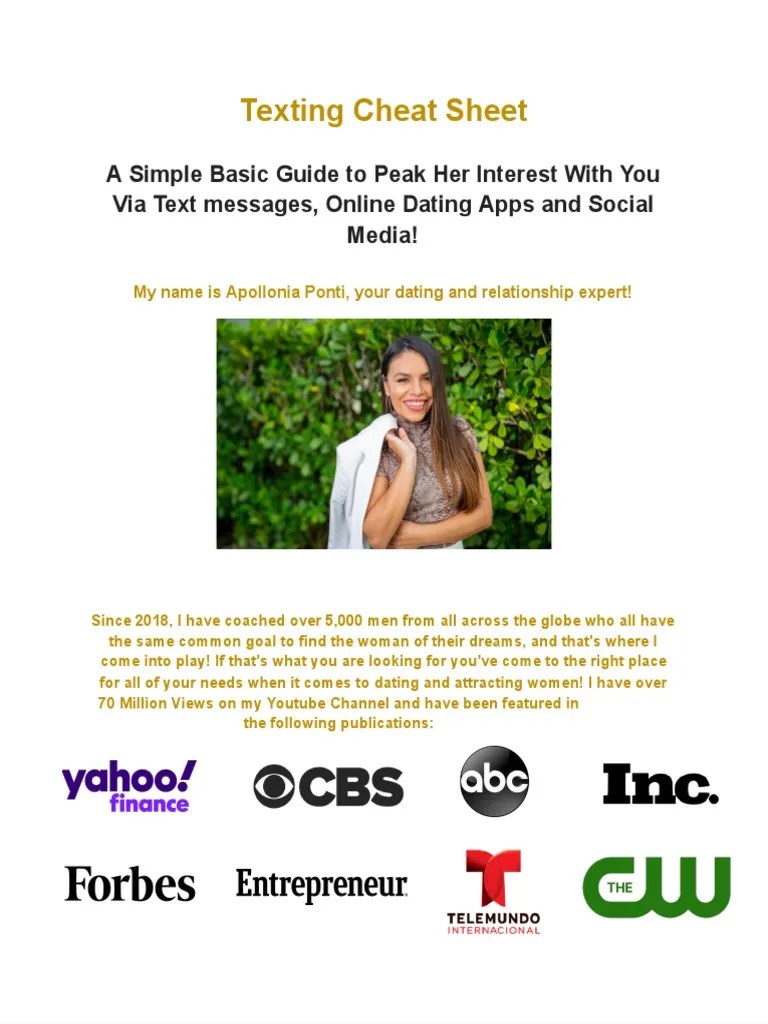 Texting Cheat Sheet Apollonia PDF
