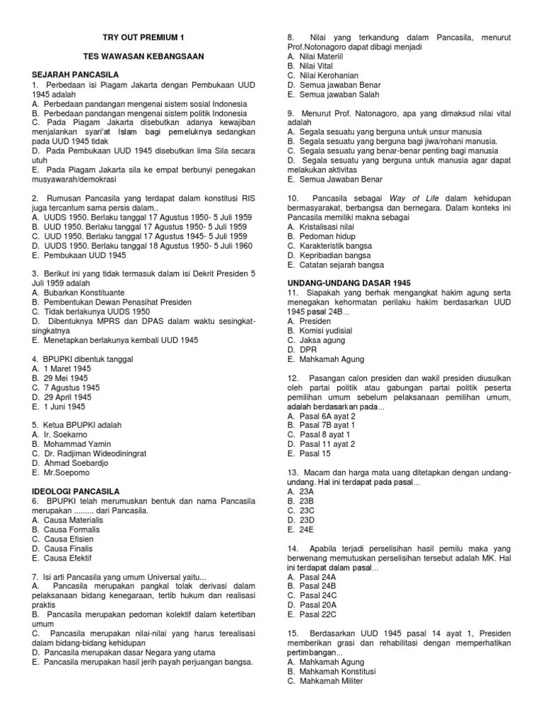 Adoc.pub Try Out Premium 1 Tes Wawasan Kebangsaan | PDF