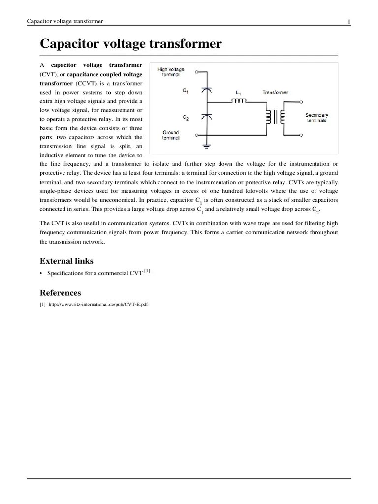 Capacitor Voltage Transformer External Links PDF Electronics