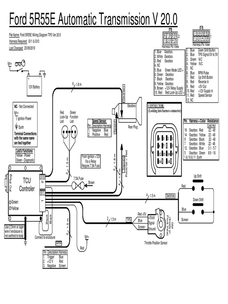 Ford 5R55E Wiring Diagram TPS Ver 20.0 | PDF | Transmission (Mechanics