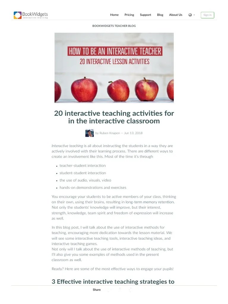 20 Interactive Teaching Activities For in The Interactive Classroom