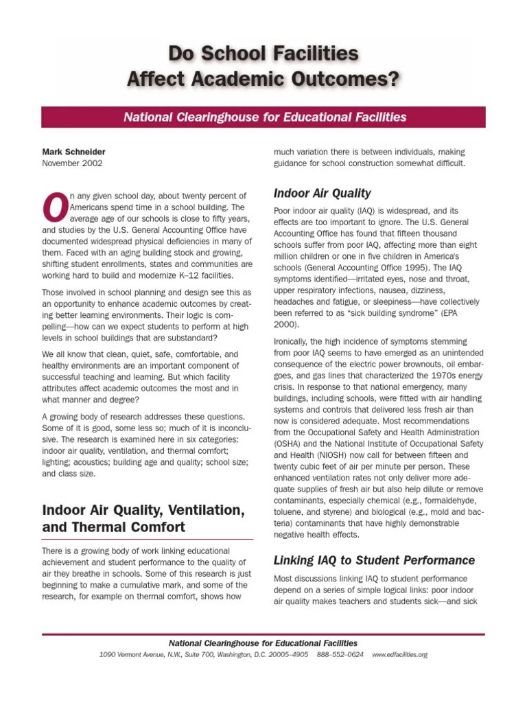 Do School Facilities Affect Academic PDF Ventilation