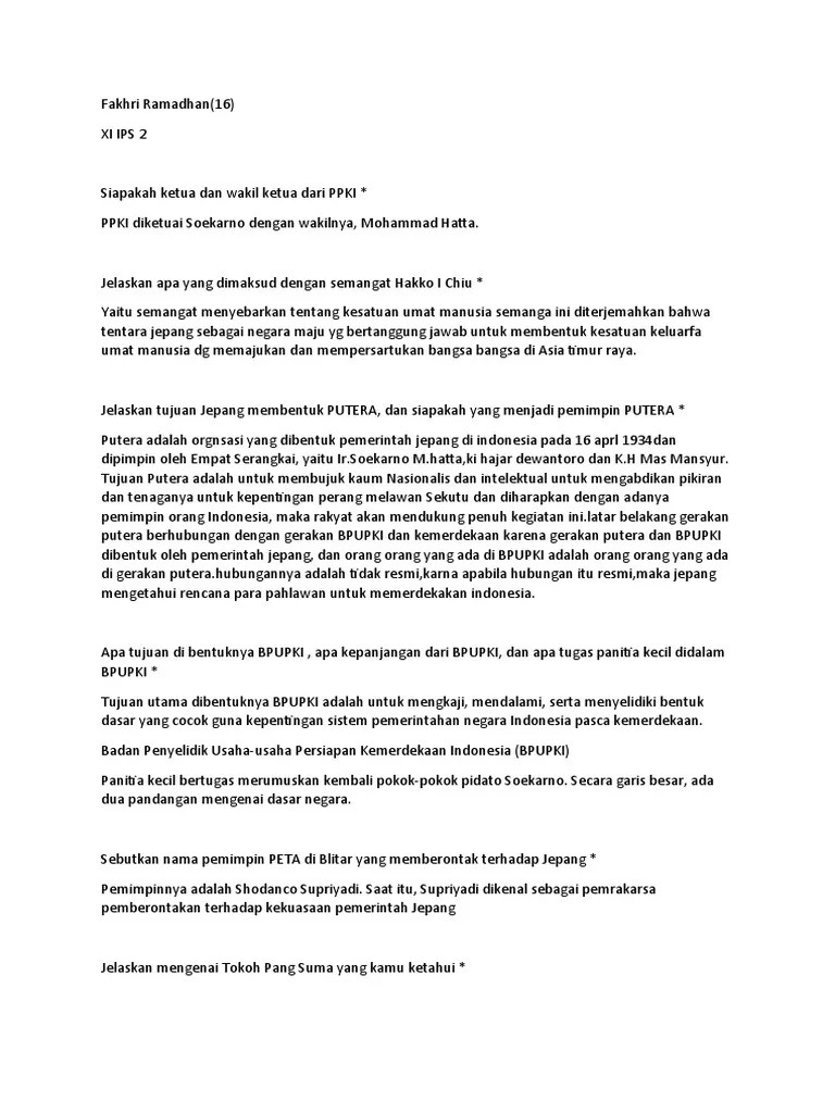 Tugas Essay Penjajahan Jepang 3_Fakhri Ramadhan_XI IPS 2 | PDF