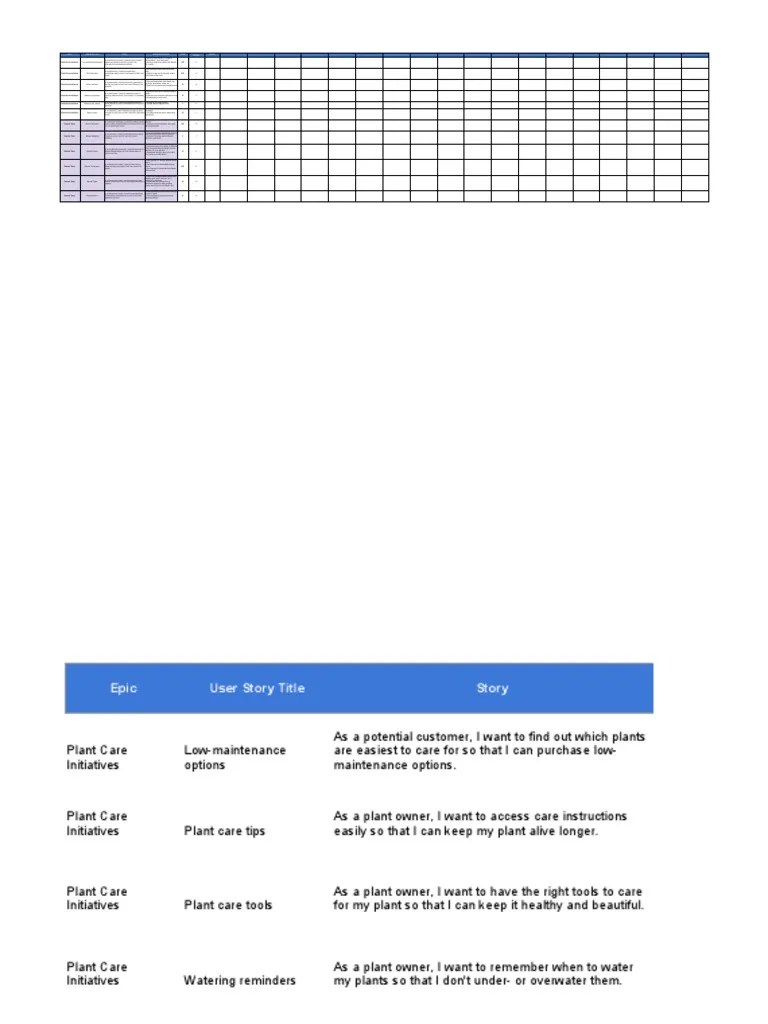 Epic User Story Title Story Acceptance Criteria Value Sprint Estimate