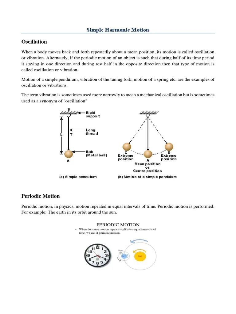Simple Harmonic Oscillator 1 PDF Oscillation Acceleration