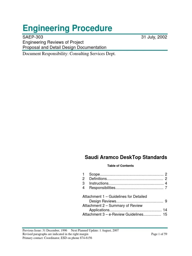 SAEP-303: Engineering Review Guidelines | PDF | Specification
