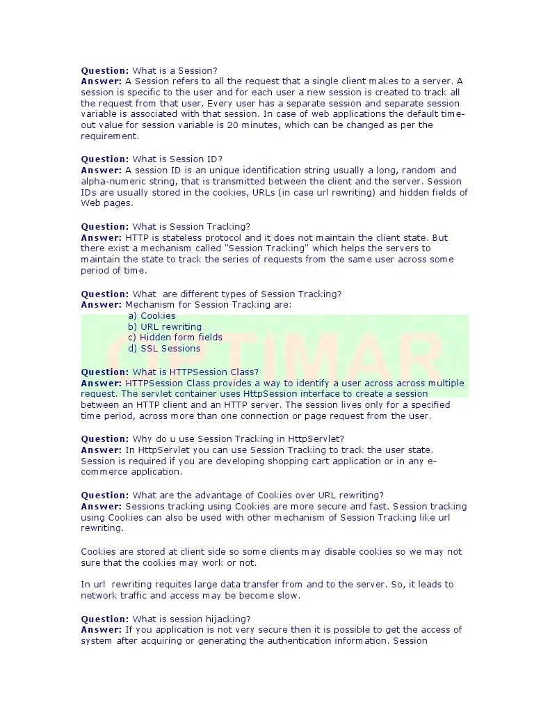 JAVA interview Questions and Answers 9 Http Cookie Hypertext